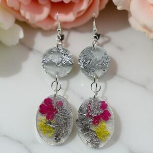 Floral Resin Dangle Earrings New